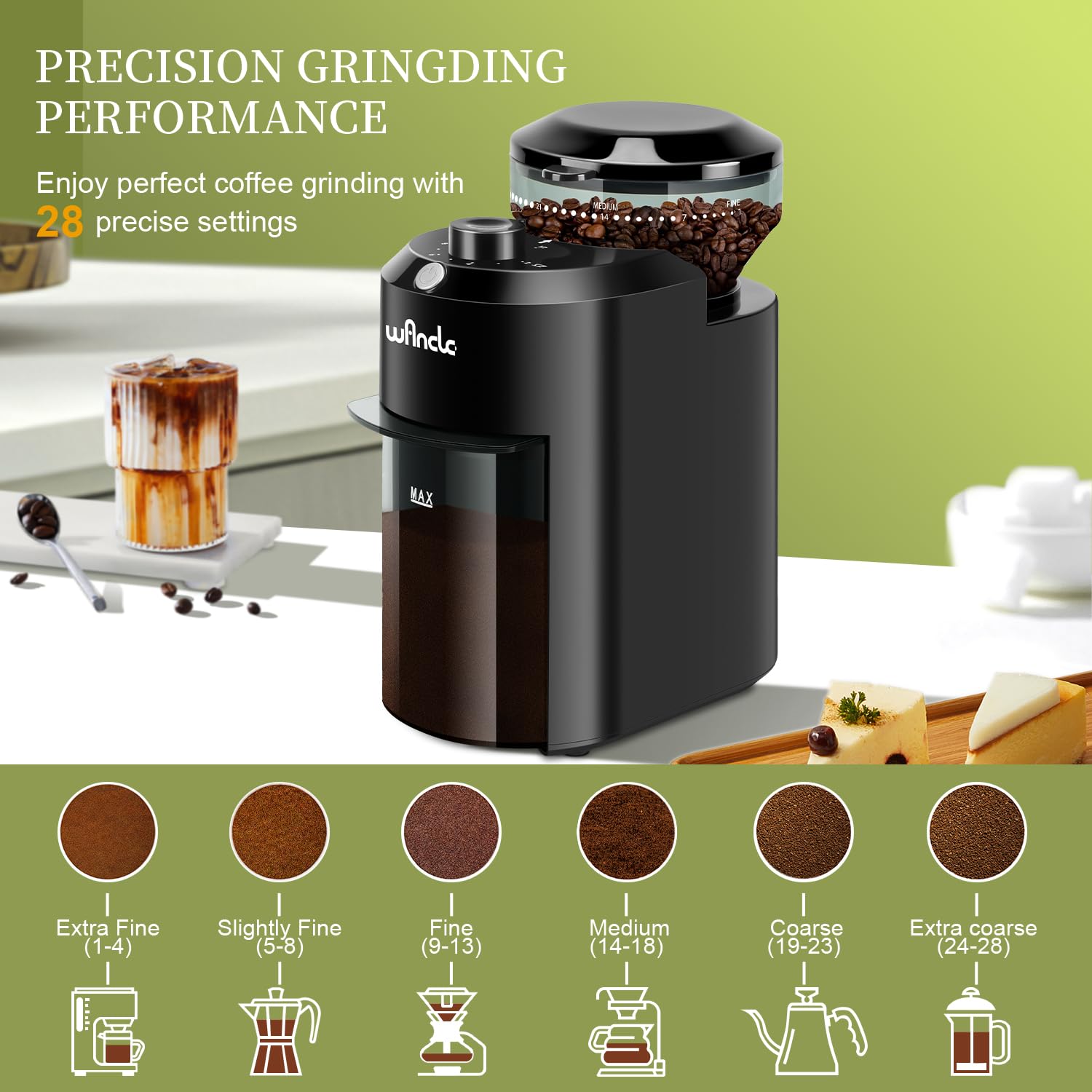 Wancle Moedor de café automáti - Coffee Grinder Burr Flat avaliação e preço