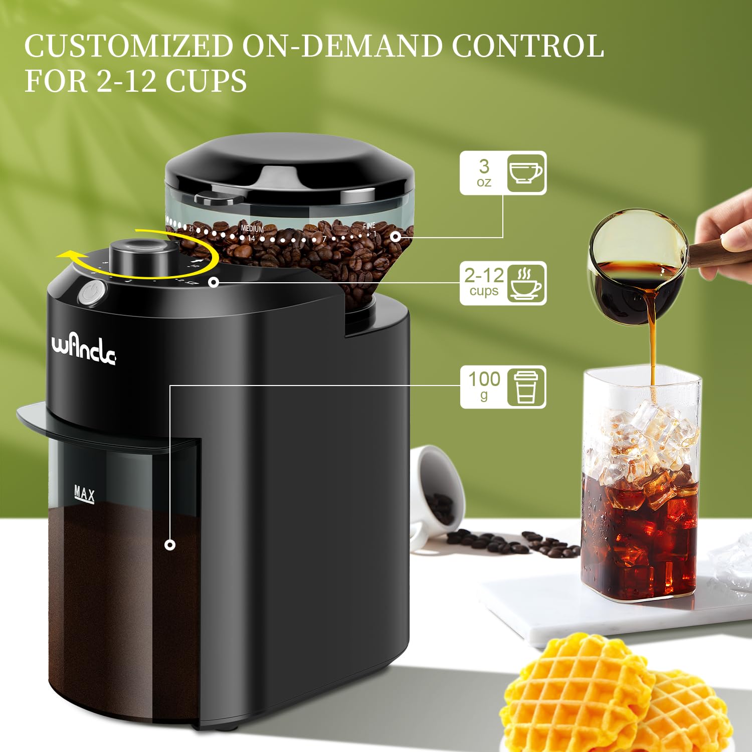 Wancle Moedor de café automáti - Coffee Grinder Burr Flat avaliação e preço